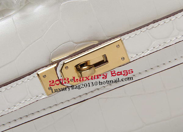 Hermes Kelly Clutch Bag Croco Leather K1002 White Hermes Kelly Clutch Bag Croco Leather K1002 White