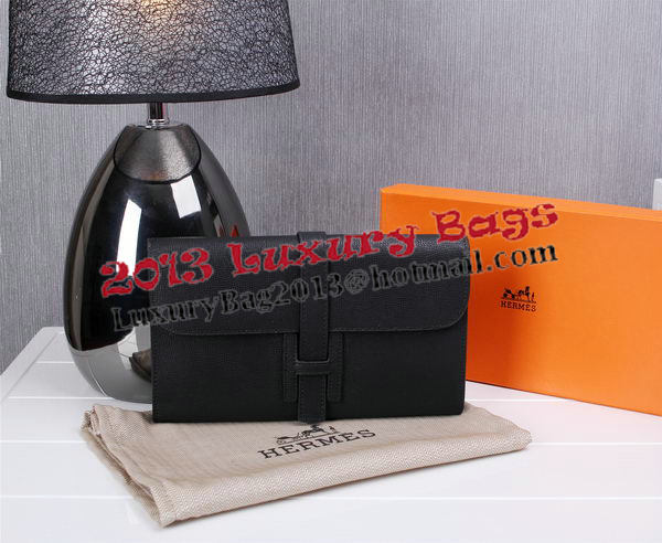 Hermes Jige Clutch Bag Calfskin Leather H8057 Black Hermes Jige Clutch Bag Calfskin Leather H8057 Black