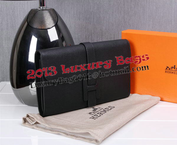 Hermes Jige Clutch Bag Calfskin Leather H8057 Black Hermes Jige Clutch Bag Calfskin Leather H8057 Black