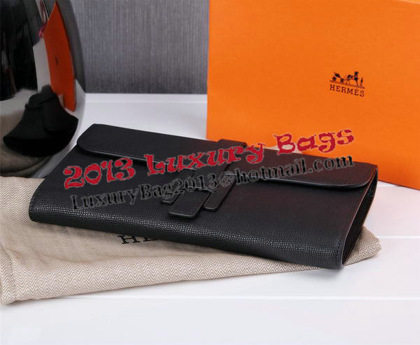 Hermes Jige Clutch Bag Calfskin Leather H8057 Black Hermes Jige Clutch Bag Calfskin Leather H8057 Black