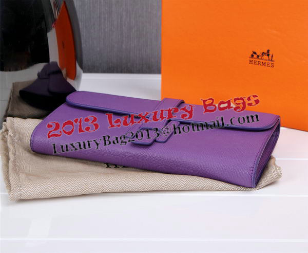 Hermes Jige Clutch Bag Calfskin Leather H8057 Purple Hermes Jige Clutch Bag Calfskin Leather H8057 Purple