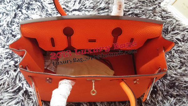 Hermes Birkin 30CM Tote Bags Litchi Leather H30LI Orange Hermes Birkin 30CM Tote Bags Litchi Leather H30LI Orange