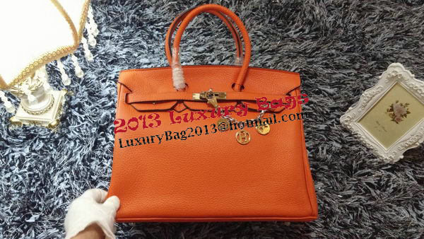 Hermes Birkin 35CM Tote Bag Litchi Leather HB35GL Orange Hermes Birkin 35CM Tote Bag Litchi Leather HB35GL Orange