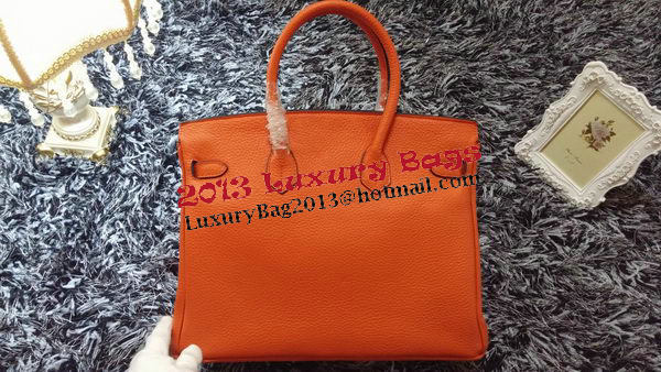 Hermes Birkin 35CM Tote Bag Litchi Leather HB35GL Orange Hermes Birkin 35CM Tote Bag Litchi Leather HB35GL Orange
