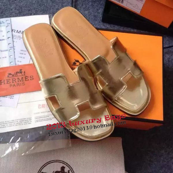 Hermes Slipper Calfskin Leather HO0476 Gold Hermes Slipper Calfskin Leather HO0476 Gold