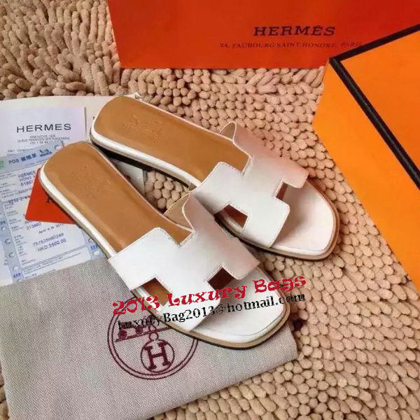 Hermes Slipper Calfskin Leather HO0476 OffWhite Hermes Slipper Calfskin Leather HO0476 OffWhite