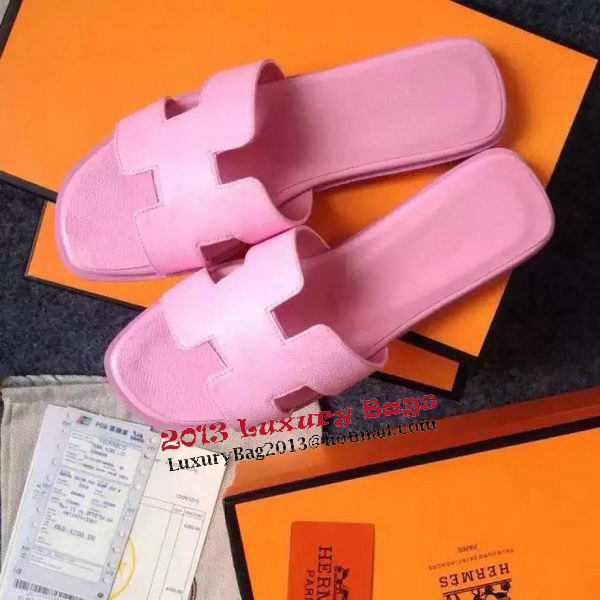 Hermes Slipper Calfskin Leather HO0476 Pink Hermes Slipper Calfskin Leather HO0476 Pink