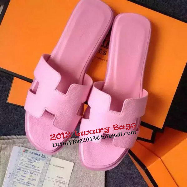 Hermes Slipper Calfskin Leather HO0476 Pink Hermes Slipper Calfskin Leather HO0476 Pink
