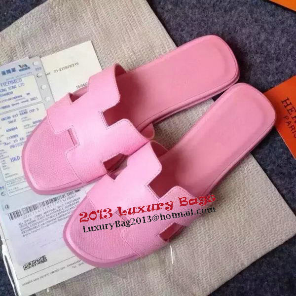 Hermes Slipper Calfskin Leather HO0476 Pink Hermes Slipper Calfskin Leather HO0476 Pink