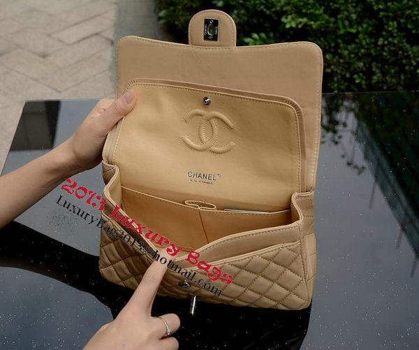 Chanel 2.55 Series Flap Bag Apricot Sheepskin Leather A1112 Silver Chanel 2.55 Series Flap Bag Apricot Sheepskin Leather A1112 Silver