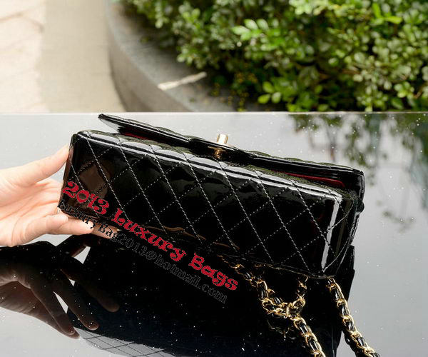 Chanel 2.55 Series Flap Bag Black Patent Leather A1112 Gold Chanel 2.55 Series Flap Bag Black Patent Leather A1112 Gold
