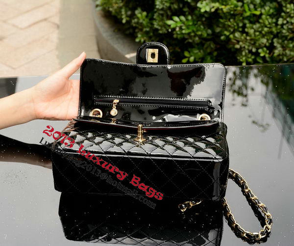 Chanel 2.55 Series Flap Bag Black Patent Leather A1112 Gold Chanel 2.55 Series Flap Bag Black Patent Leather A1112 Gold