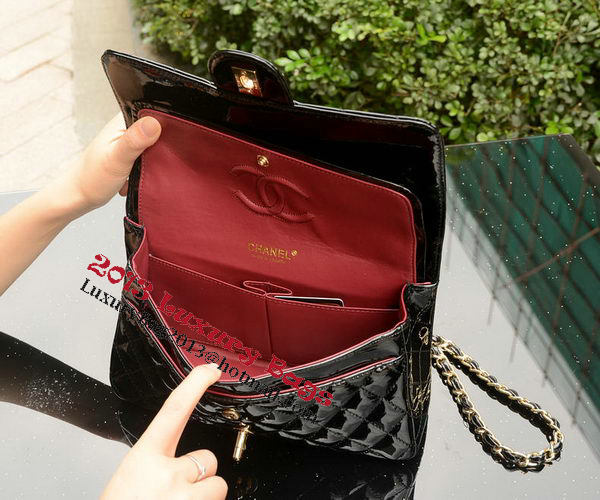 Chanel 2.55 Series Flap Bag Black Patent Leather A1112 Gold Chanel 2.55 Series Flap Bag Black Patent Leather A1112 Gold