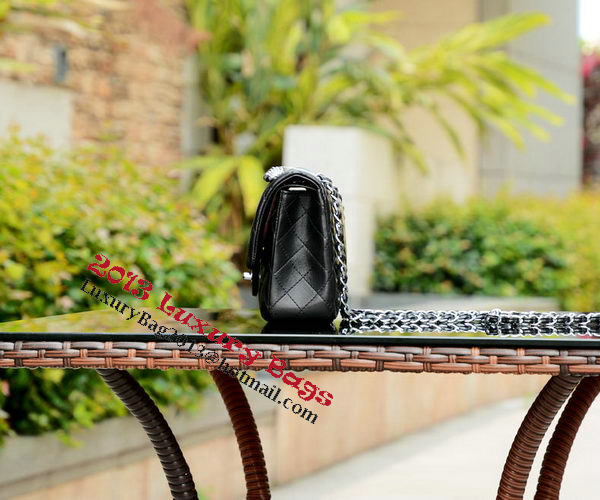 Chanel 2.55 Series Flap Bag Black Sheepskin Leather A37586 Silver Chanel 2.55 Series Flap Bag Black Sheepskin Leather A37586 Silver
