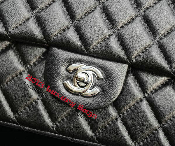 Chanel 2.55 Series Flap Bag Black Sheepskin Leather A37586 Silver Chanel 2.55 Series Flap Bag Black Sheepskin Leather A37586 Silver