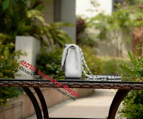 Chanel 2.55 Series Flap Bag White Sheepskin Leather A37586 Silver Chanel 2.55 Series Flap Bag White Sheepskin Leather A37586 Silver