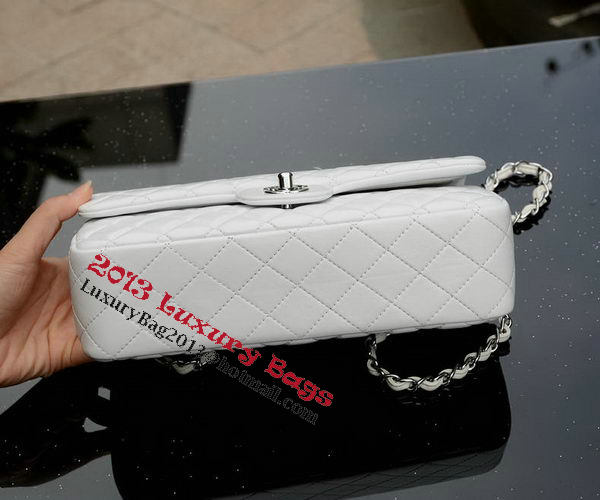 Chanel 2.55 Series Flap Bag White Sheepskin Leather A37586 Silver Chanel 2.55 Series Flap Bag White Sheepskin Leather A37586 Silver