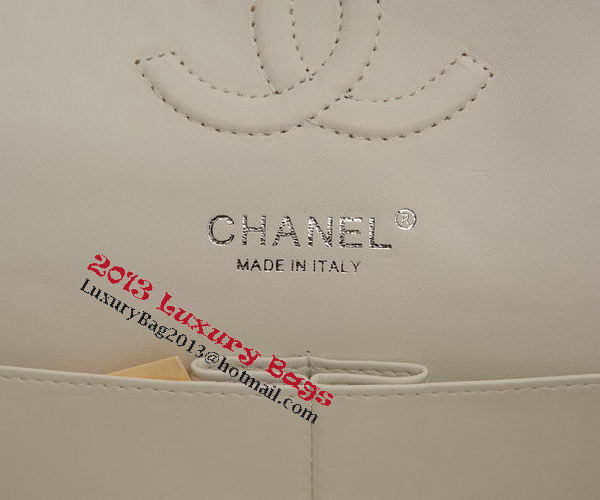Chanel 2.55 Series Flap Bag White Sheepskin Leather A37586 Silver Chanel 2.55 Series Flap Bag White Sheepskin Leather A37586 Silver