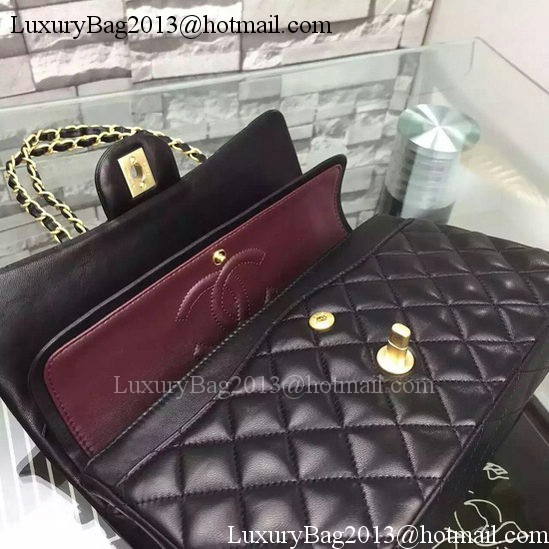 Chanel 2.55 Series Flap Bag Black Sheepskin Leather A06375 Gold Chanel 2.55 Series Flap Bag Black Sheepskin Leather A06375 Gold
