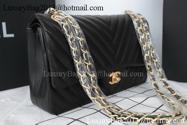 Chanel 2.55 Series Flap Bag Lambskin Chevron Leather A1112CF Black Chanel 2.55 Series Flap Bag Lambskin Chevron Leather A1112CF Black