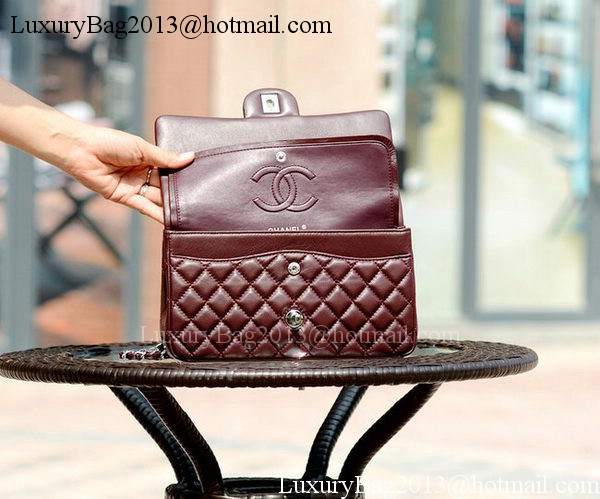 Chanel 2.55 Series Flap Bag Burgundy Sheepskin Leather A37586 Silver Chanel 2.55 Series Flap Bag Burgundy Sheepskin Leather A37586 Silver