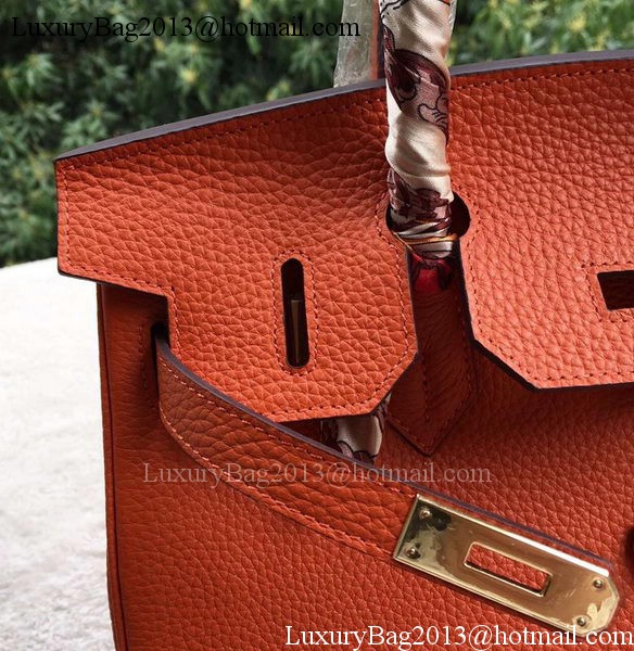 Hermes Birkin 30CM Tote Bags Orange Calfskin Leather BK30 Gold Hermes Birkin 30CM Tote Bags Orange Calfskin Leather BK30 Gold