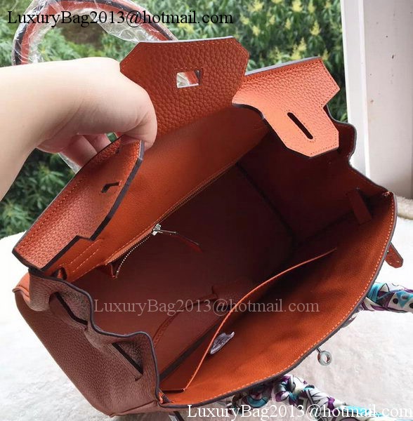 Hermes Birkin 30CM Tote Bags Orange Calfskin Leather BK30 Silver Hermes Birkin 30CM Tote Bags Orange Calfskin Leather BK30 Silver