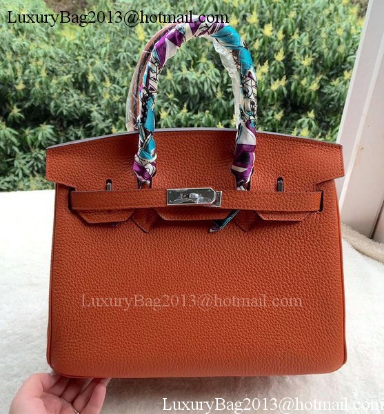 Hermes Birkin 30CM Tote Bags Orange Calfskin Leather BK30 Silver Hermes Birkin 30CM Tote Bags Orange Calfskin Leather BK30 Silver