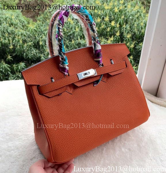 Hermes Birkin 30CM Tote Bags Orange Calfskin Leather BK30 Silver Hermes Birkin 30CM Tote Bags Orange Calfskin Leather BK30 Silver