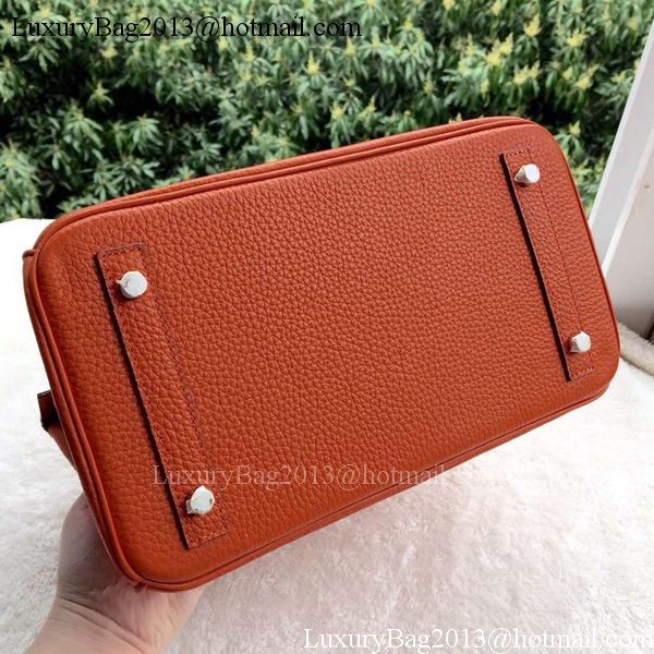 Hermes Birkin 30CM Tote Bags Orange Calfskin Leather BK30 Silver Hermes Birkin 30CM Tote Bags Orange Calfskin Leather BK30 Silver