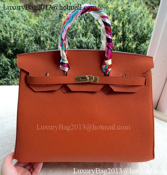 Hermes Birkin 35CM Tote Bag Orange Calfskin Leather BK35 Gold Hermes Birkin 35CM Tote Bag Orange Calfskin Leather BK35 Gold
