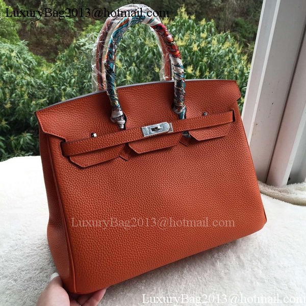 Hermes Birkin 35CM Tote Bag Orange Calfskin Leather BK35 Silver Hermes Birkin 35CM Tote Bag Orange Calfskin Leather BK35 Silver