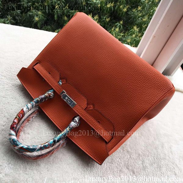 Hermes Birkin 35CM Tote Bag Orange Calfskin Leather BK35 Silver Hermes Birkin 35CM Tote Bag Orange Calfskin Leather BK35 Silver