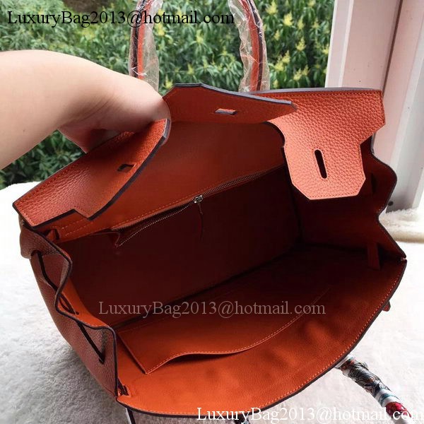 Hermes Birkin 35CM Tote Bag Orange Calfskin Leather BK35 Silver Hermes Birkin 35CM Tote Bag Orange Calfskin Leather BK35 Silver