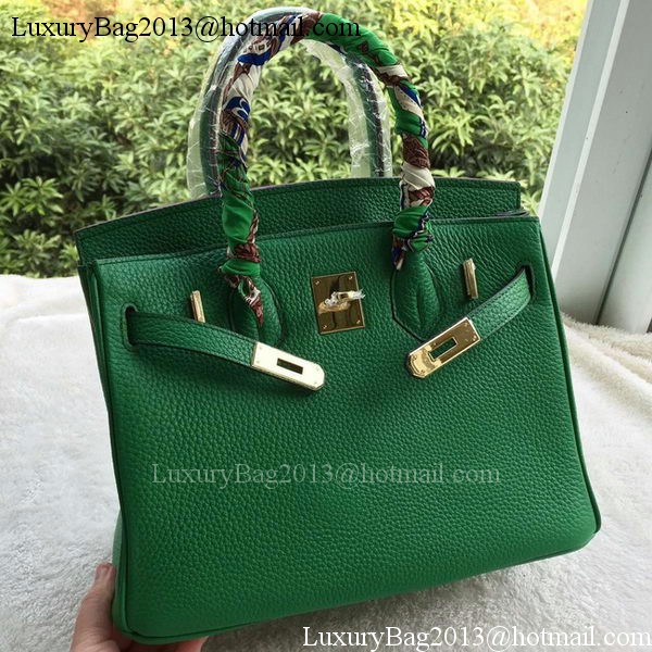 Hermes Birkin 30CM Tote Bags Green Calfskin Leather BK30 Gold Hermes Birkin 30CM Tote Bags Green Calfskin Leather BK30 Gold