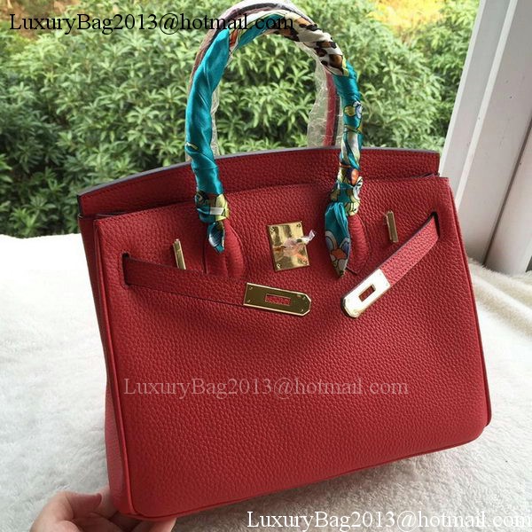 Hermes Birkin 30CM Tote Bags Red Calfskin Leather BK30 Gold Hermes Birkin 30CM Tote Bags Red Calfskin Leather BK30 Gold