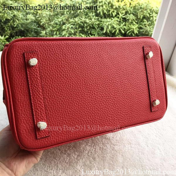Hermes Birkin 30CM Tote Bags Red Calfskin Leather BK30 Silver Hermes Birkin 30CM Tote Bags Red Calfskin Leather BK30 Silver