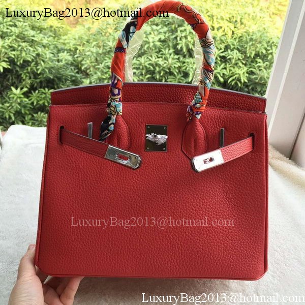 Hermes Birkin 30CM Tote Bags Red Calfskin Leather BK30 Silver Hermes Birkin 30CM Tote Bags Red Calfskin Leather BK30 Silver