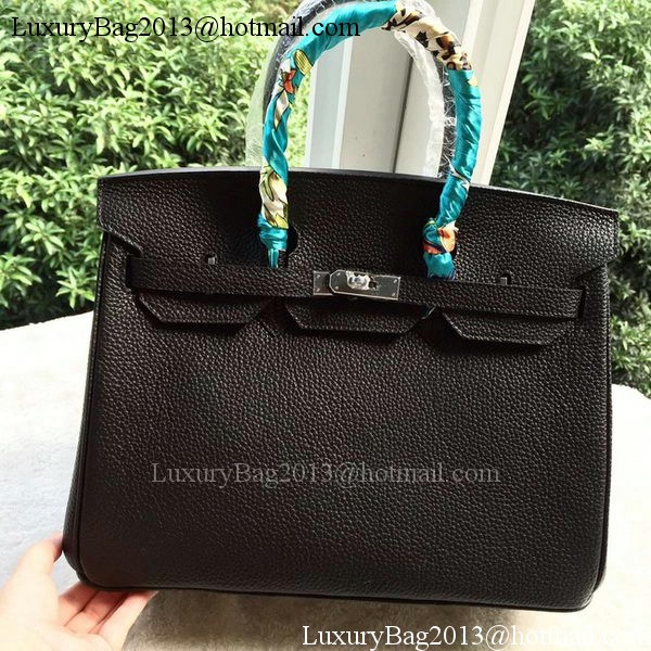 Hermes Birkin 35CM Tote Bag Black Litchi Leather BK35 Silver Hermes Birkin 35CM Tote Bag Black Litchi Leather BK35 Silver