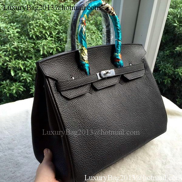 Hermes Birkin 35CM Tote Bag Black Litchi Leather BK35 Silver Hermes Birkin 35CM Tote Bag Black Litchi Leather BK35 Silver