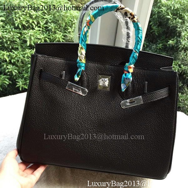 Hermes Birkin 35CM Tote Bag Black Litchi Leather BK35 Silver Hermes Birkin 35CM Tote Bag Black Litchi Leather BK35 Silver