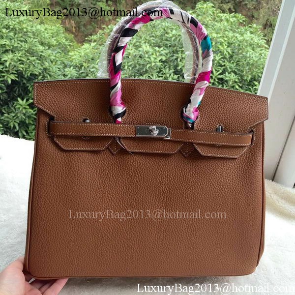 Hermes Birkin 35CM Tote Bag Brown Litchi Leather BK35 Silver Hermes Birkin 35CM Tote Bag Brown Litchi Leather BK35 Silver