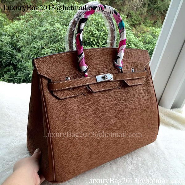Hermes Birkin 35CM Tote Bag Brown Litchi Leather BK35 Silver Hermes Birkin 35CM Tote Bag Brown Litchi Leather BK35 Silver