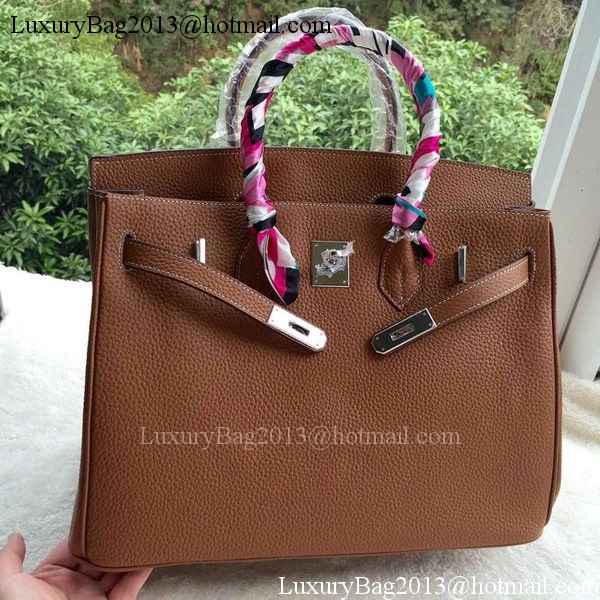 Hermes Birkin 35CM Tote Bag Brown Litchi Leather BK35 Silver Hermes Birkin 35CM Tote Bag Brown Litchi Leather BK35 Silver