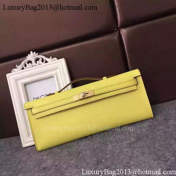Hermes Kelly 31cm Clutch Epsom Leather KL31 Yellow Hermes Kelly 31cm Clutch Epsom Leather KL31 Yellow
