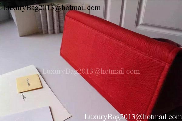 Chanel Large Canvas Tote Shopping Bag A5002 Red Chanel Large Canvas Tote Shopping Bag A5002 Red