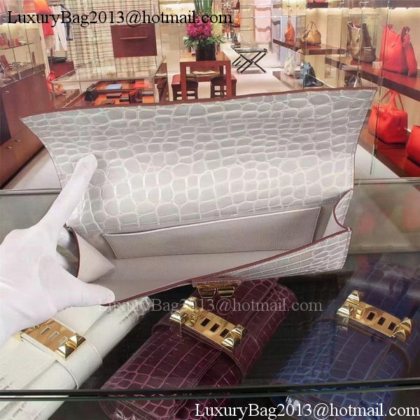 Hermes Croco Leather Clutch H88017 Grey Hermes Croco Leather Clutch H88017 Grey