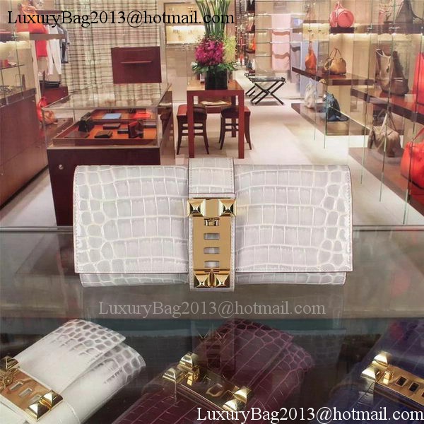 Hermes Croco Leather Clutch H88017 Grey Hermes Croco Leather Clutch H88017 Grey