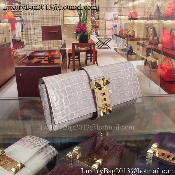 Hermes Croco Leather Clutch H88017 Grey Hermes Croco Leather Clutch H88017 Grey