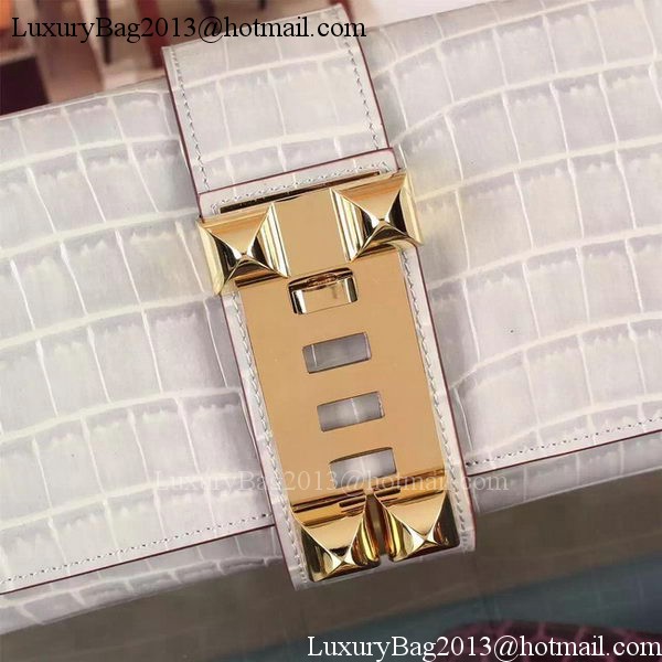 Hermes Croco Leather Clutch H88017 Grey Hermes Croco Leather Clutch H88017 Grey